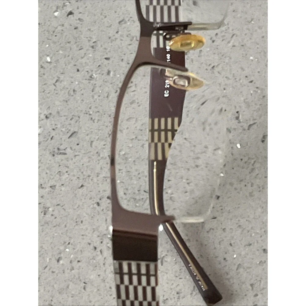 Easy Clip EC 219 Brown Eyeglasses Frames ONLY 52-19-140 10 w clip on rectangle